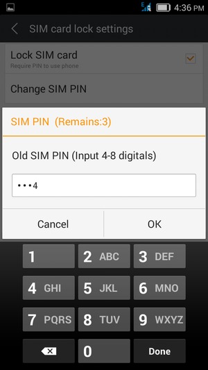 Enter your Old SIM PIN and select OK