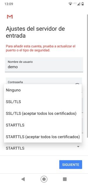 Seleccione Ninguno y SIGUIENTE