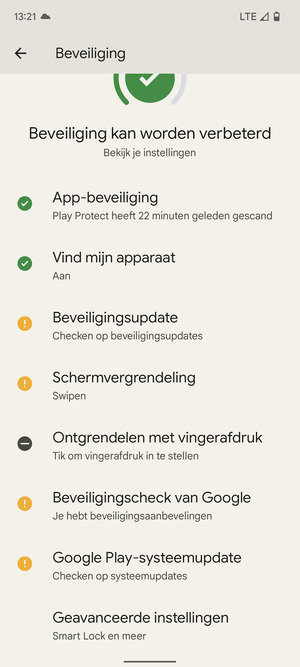 Scroll naar en selecteer Geavanceerde instellingen