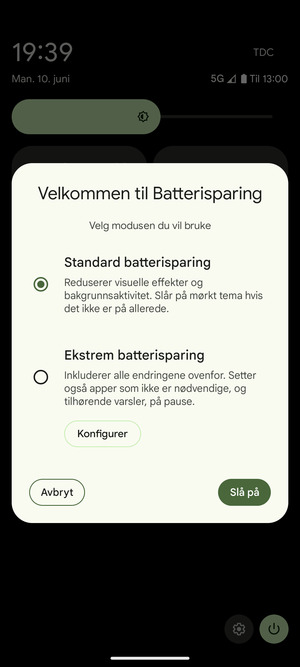 Velg Slå på