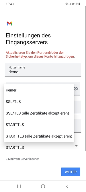 Wählen Sie Keiner und WEITER