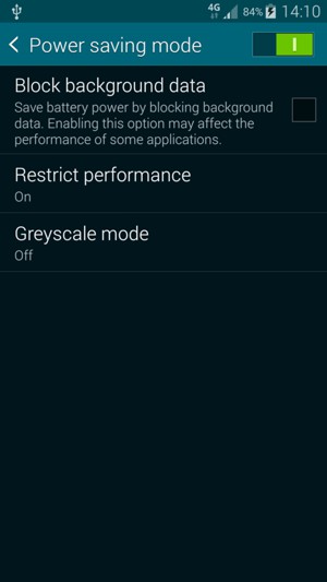 To enable Ultra power saving mode, return to the Power saving menu