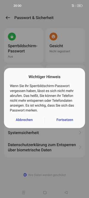 Wählen Sie Fortsetzen
