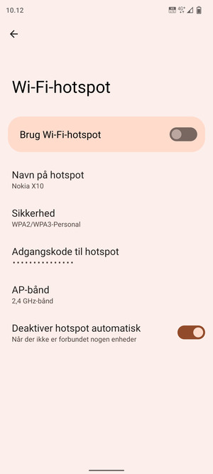 Vælg Adgangskode til hotspot