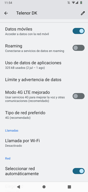 Para cambiar la red en caso de problemas de conectividad, desactive Seleccionar red automáticamente