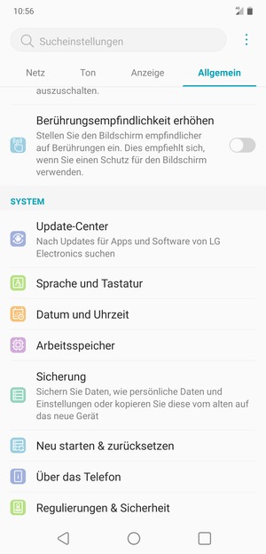 Scrollen Sie und wählen Sie Sicherung