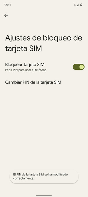 Su PIN de la tarjeta SIM ha sido cambiado