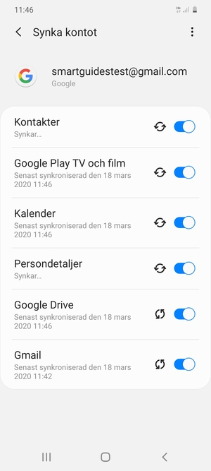 Dina kontakter från Google kommer nu att synkroniseras med din Galaxy