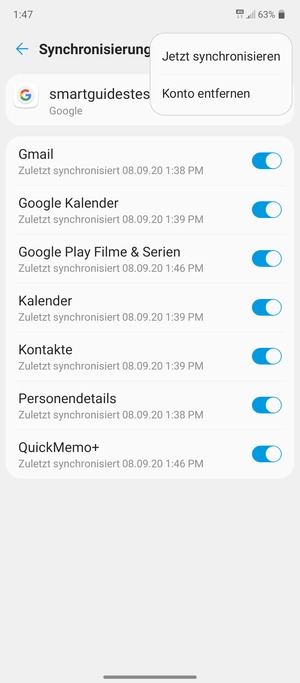 Wählen Sie Jetzt synchronisieren