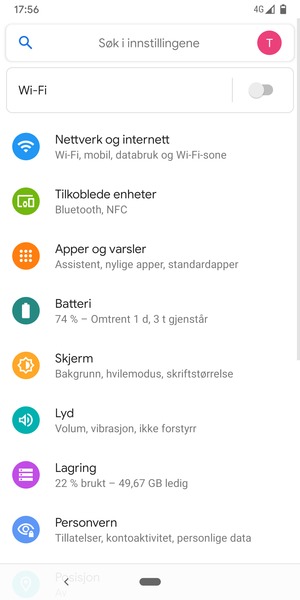Velg Nettverk og internett