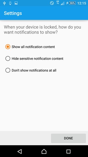 Select your preferred option and select DONE