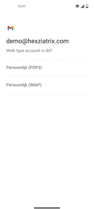 Selecteer Persoonlijk (POP3) of Persoonlijk (IMAP)