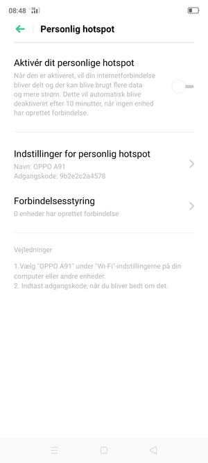 Aktiver Aktivér dit personlige hotspot
