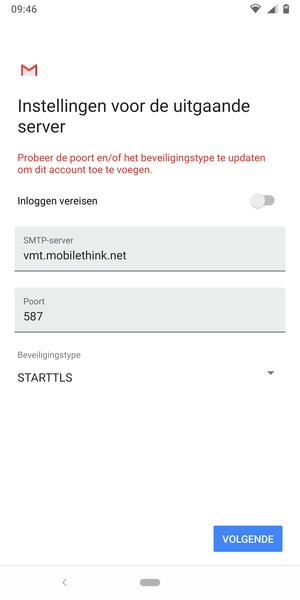 Selecteer Beveiligingstype