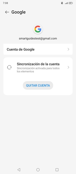 Seleccione Sincronización de la cuenta
