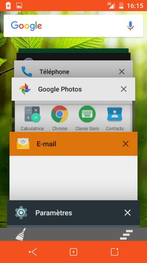 Sélectionnez l'icône Supprimer pour fermer toutes les applis en cours d'exécution