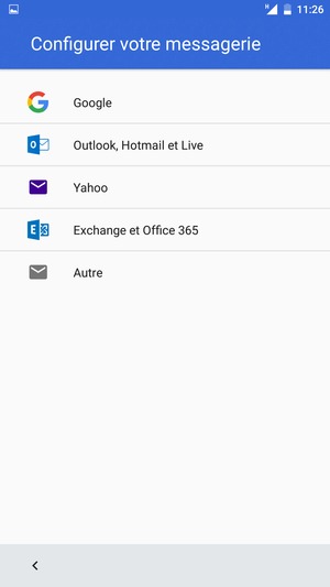 Sélectionnez Outlook, Hotmail et Live