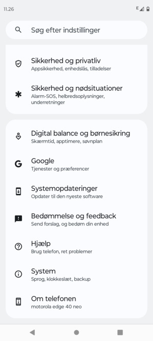 Scroll til og vælg Systemopdateringer