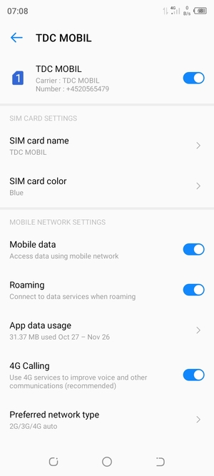 Turn Roaming on or off