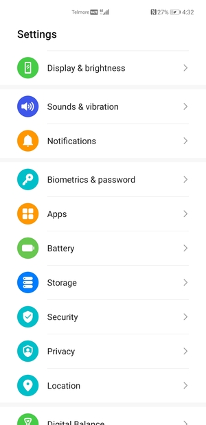 To activate your screen lock, go to the Settings menu and select Biometrics & password
