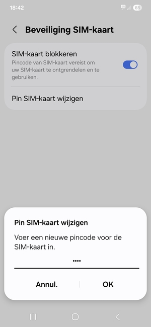 Voer uw Nieuwe pincode voor de SIM-kaart in en selecteer OK
