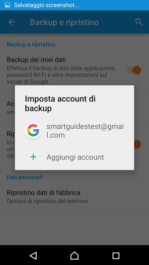 Seleziona il tuo account di backup