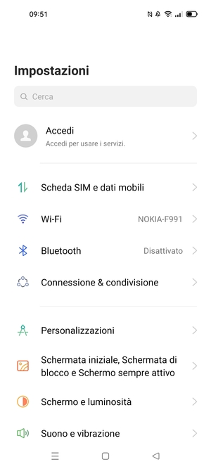 Seleziona Scheda SIM e dati mobili