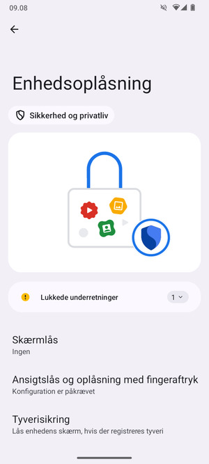 Vælg Skærmlås