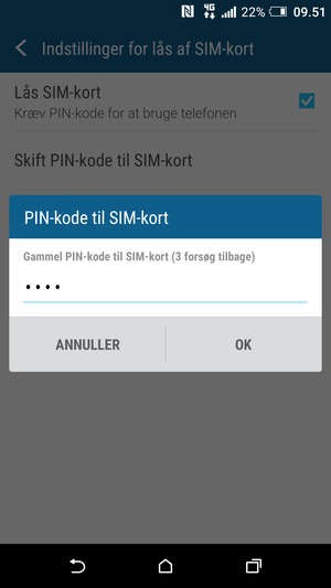 Indtast din Gamle PIN-kode til SIM-kort og vælg OK