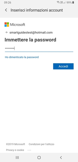 Inserisci la tua password e seleziona Accedi