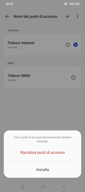 Seleziona Ripristina punti di accesso