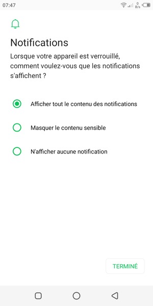 Sélectionnez votre option préférée et sélectionnez TERMINÉ
