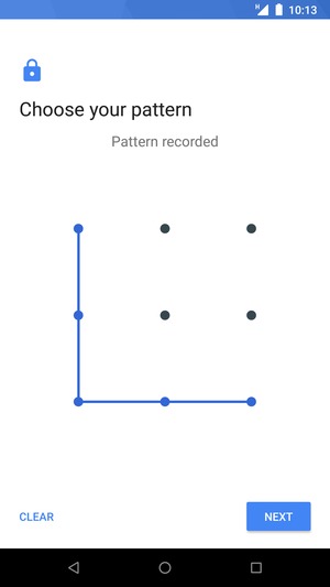 Draw an unlock pattern and select NEXT