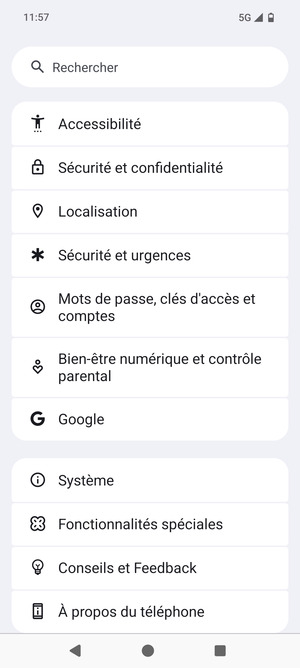Faites défiler et sélectionnez Système