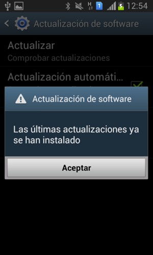 Si su teléfono está actualizado, seleccione Aceptar