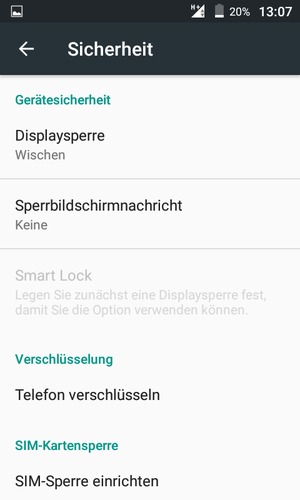 Wählen Sie Displaysperre