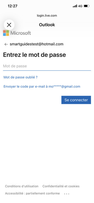 Saisissez votre mot de passe et sélectionnez Se connecter