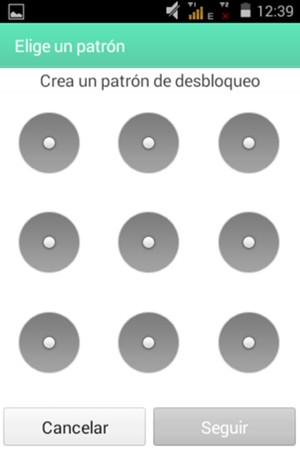 Dibuje un patrón de desbloqueo y seleccione Seguir