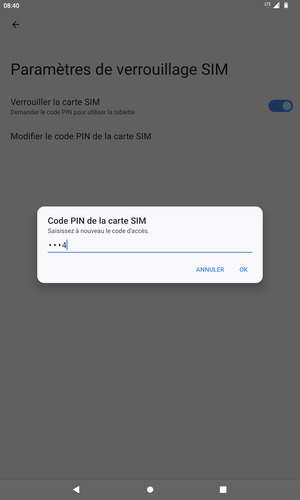 Veuillez confirmer votre nouveau code PIN de la carte SIM et sélectionner OK