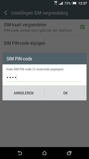 Voer uw Oude SIM PIN-code in en selecteer OK