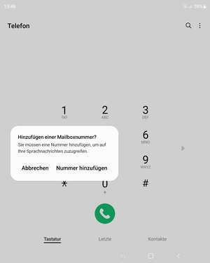 Falls Ihre Voicemail nicht eingerichtet ist, wählen Sie Nummer hinzufügen