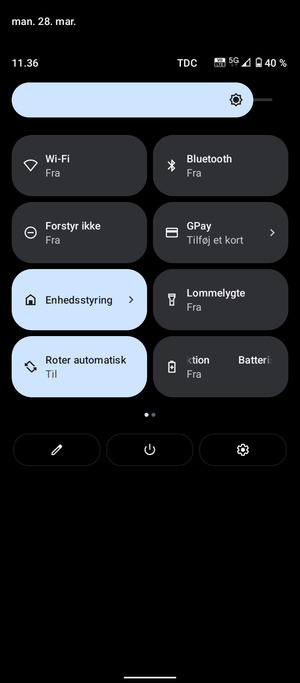 Juster lysstyrken til det ønskede niveau