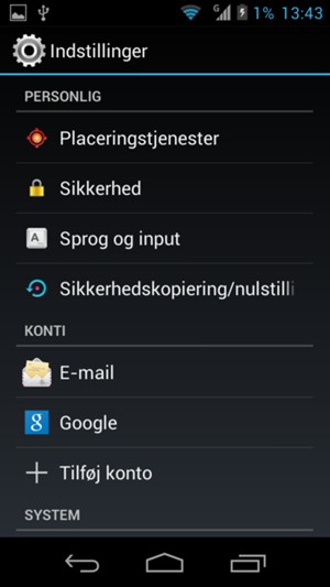 Scroll til og vælg Google