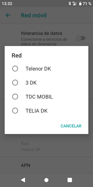Seleccione un operador de red de la lista
