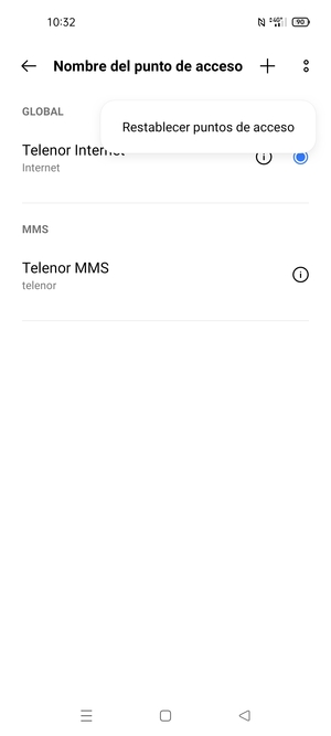 Seleccione Restablecer puntos de acceso