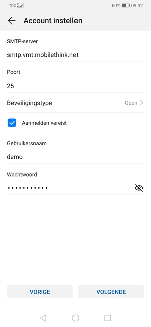 Voer Uitgaand serveradres in