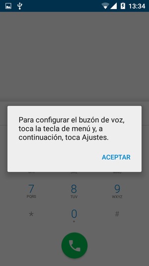Si el correo de voz no está configurado, seleccione ACEPTAR