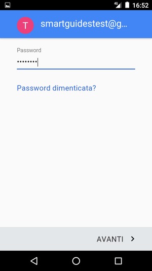 Inserisci la tua password e seleziona AVANTI