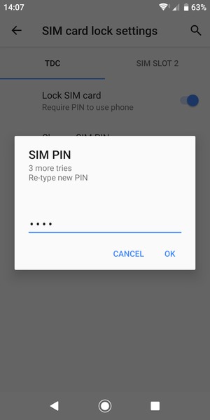 Confirm your new SIM PIN and select OK