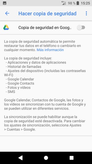 Active Copia de seguridad en Google Drive